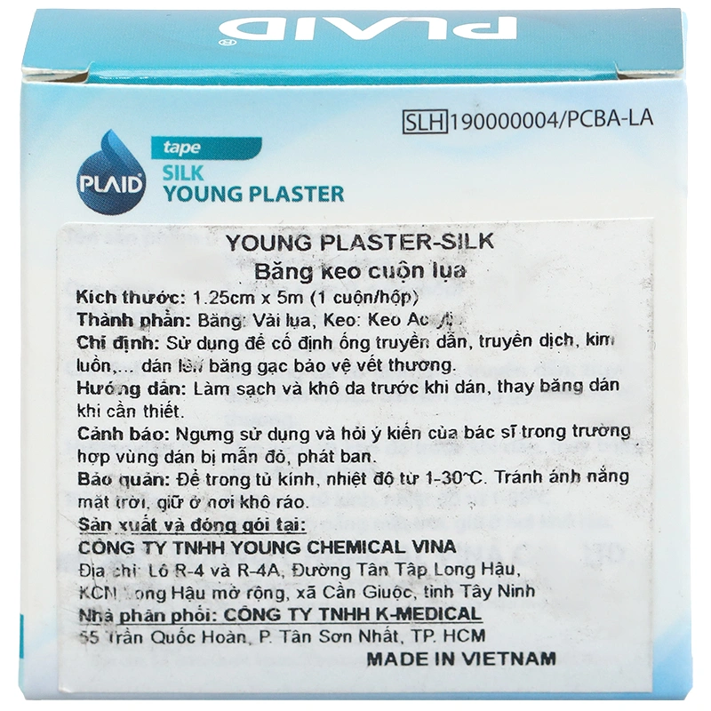 Băng keo lụa Plaid Young Plaster-Silk (1.25cm x 5m) hộp 1 cuộn - 1